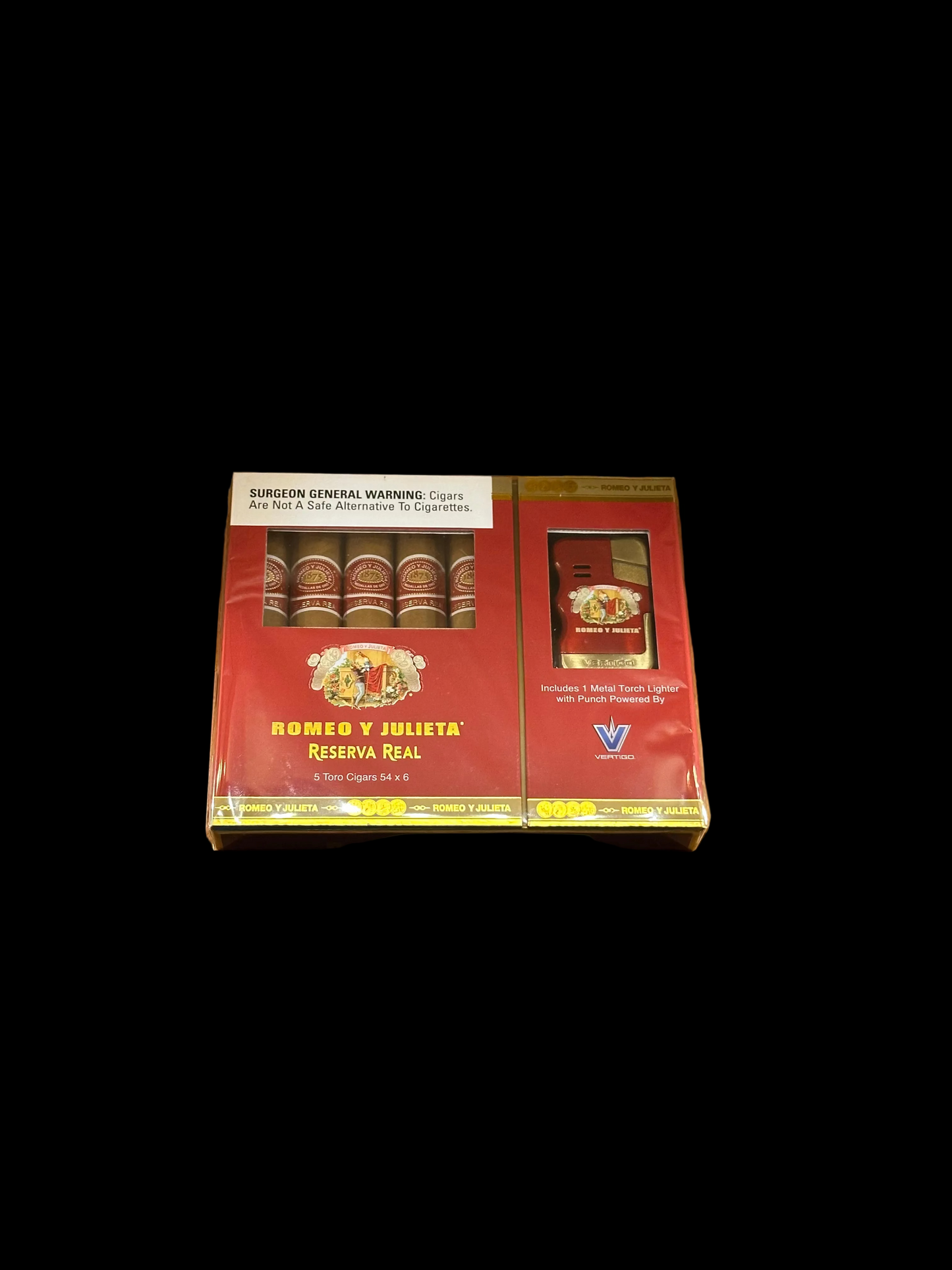 Romeo y Julieta Reserva Real Toro box of 5 with RyJ Vertigo Torch Lighter